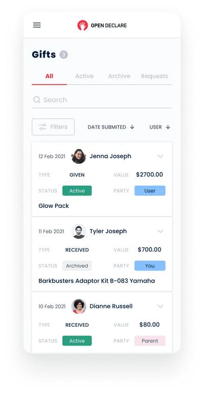 Resolve gift-reporting software mobile app