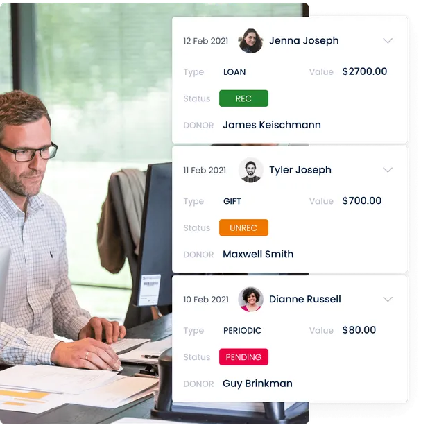 Man looking at electoral donation disclosure software