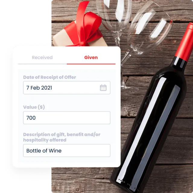 Registering gifts received and given in the Resolve GRC software
