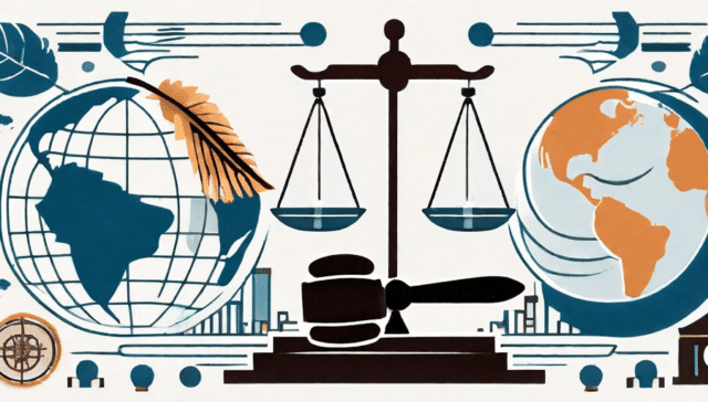 A balanced scale with a feather on one side and a gavel on the other